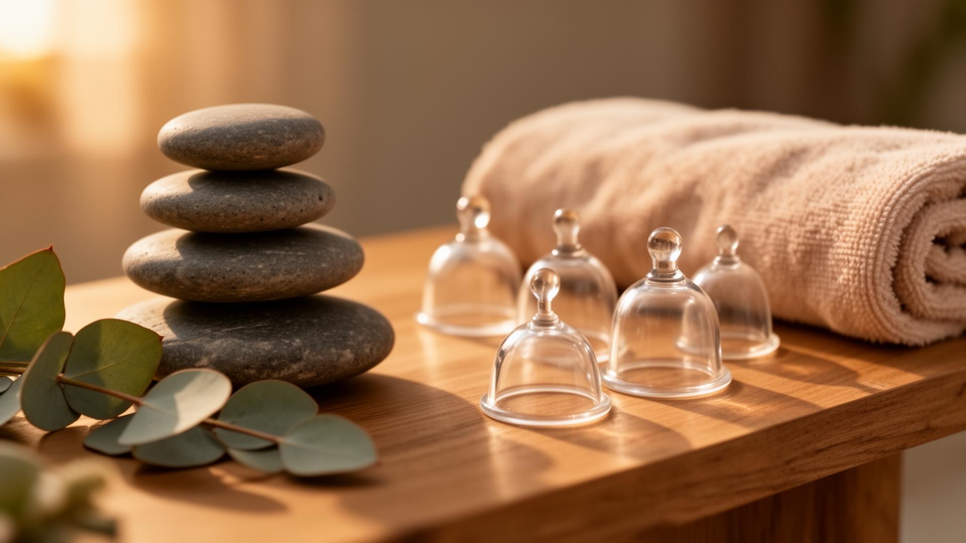 Ambiance zen avec pierres et ventouses